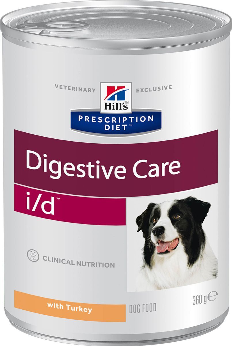 Влажный диетический корм для собак (консерва) Hill's Prescription Diet i/d Digestive Care при расстройствах пищеварения, жкт, с индейкой, 360 г - изображение