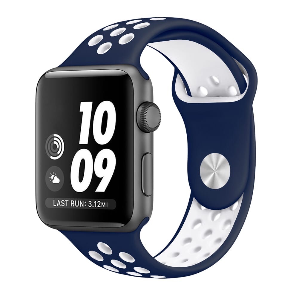 Apple watch nike 44. Эппл вотч спортивный ремешок. Ремешок для Apple watch 44mm Nike. Спортивный ремешок синий белый Apple. Ремешок найк на Apple watch 38.