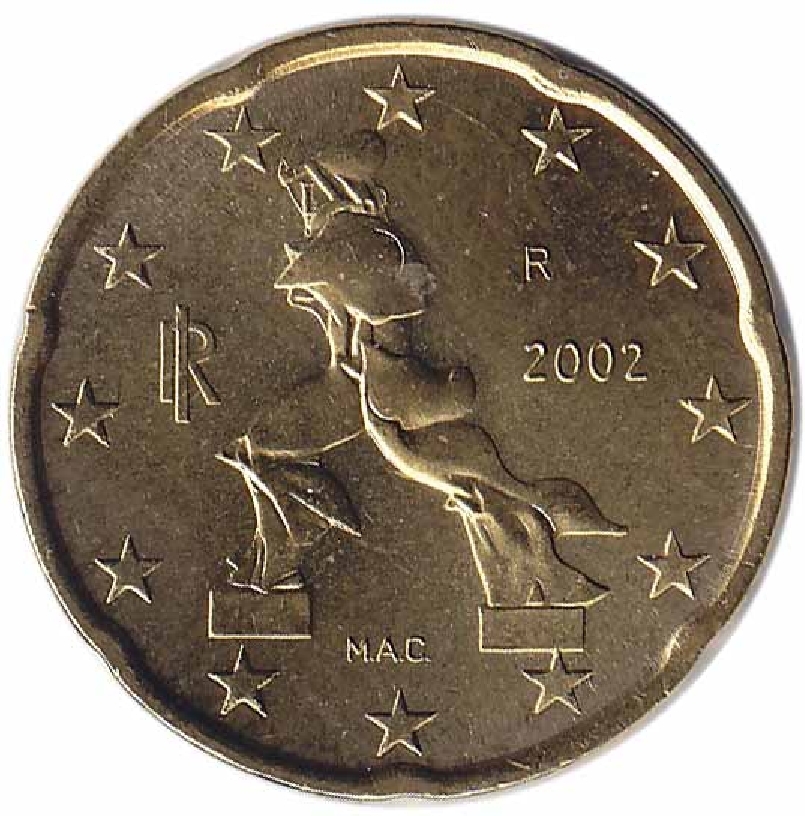 Монеты 2002. Монета 20 Euro Cent 2002. 20 Центов монета 2002. 20 Евроцентов 2002 года в рублях. 20 Евро центов Италия 2002.