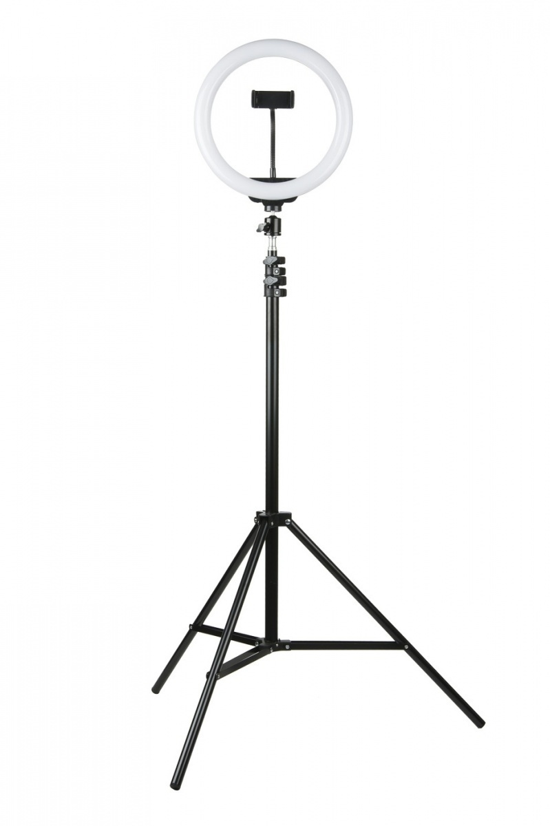 Светодиодная кольцевая лампа для фото и видео съемки на штативе .