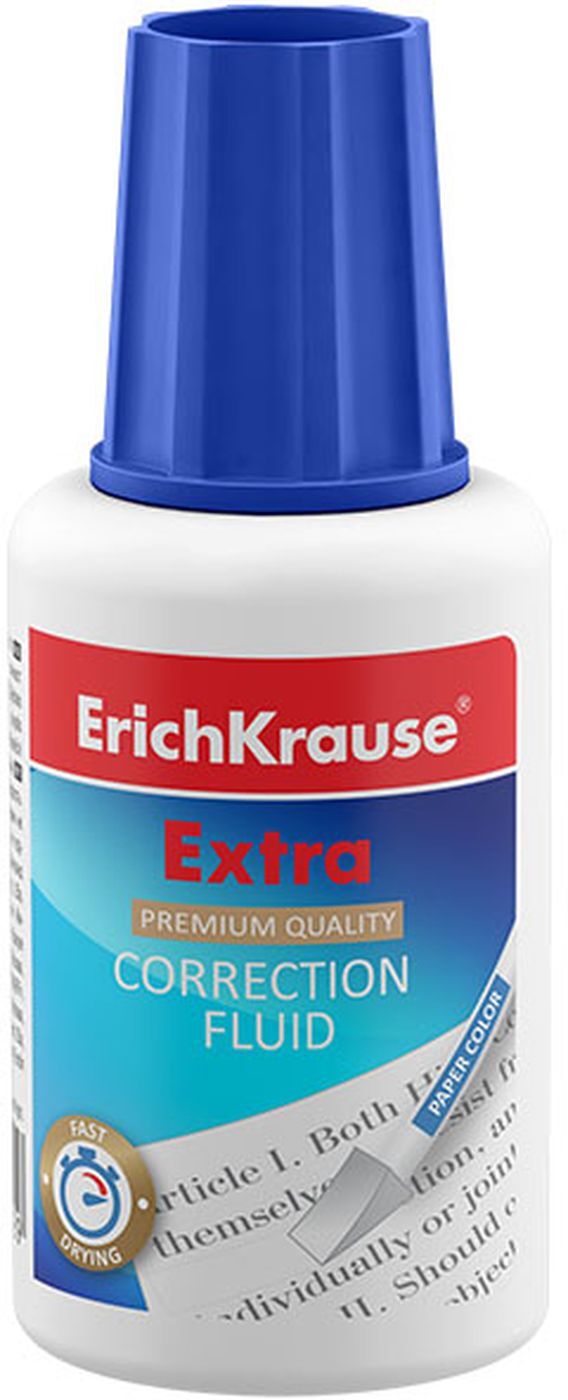 Корректор ErichKrause Extra, с губкой, белый, 20 г — купить в интернет