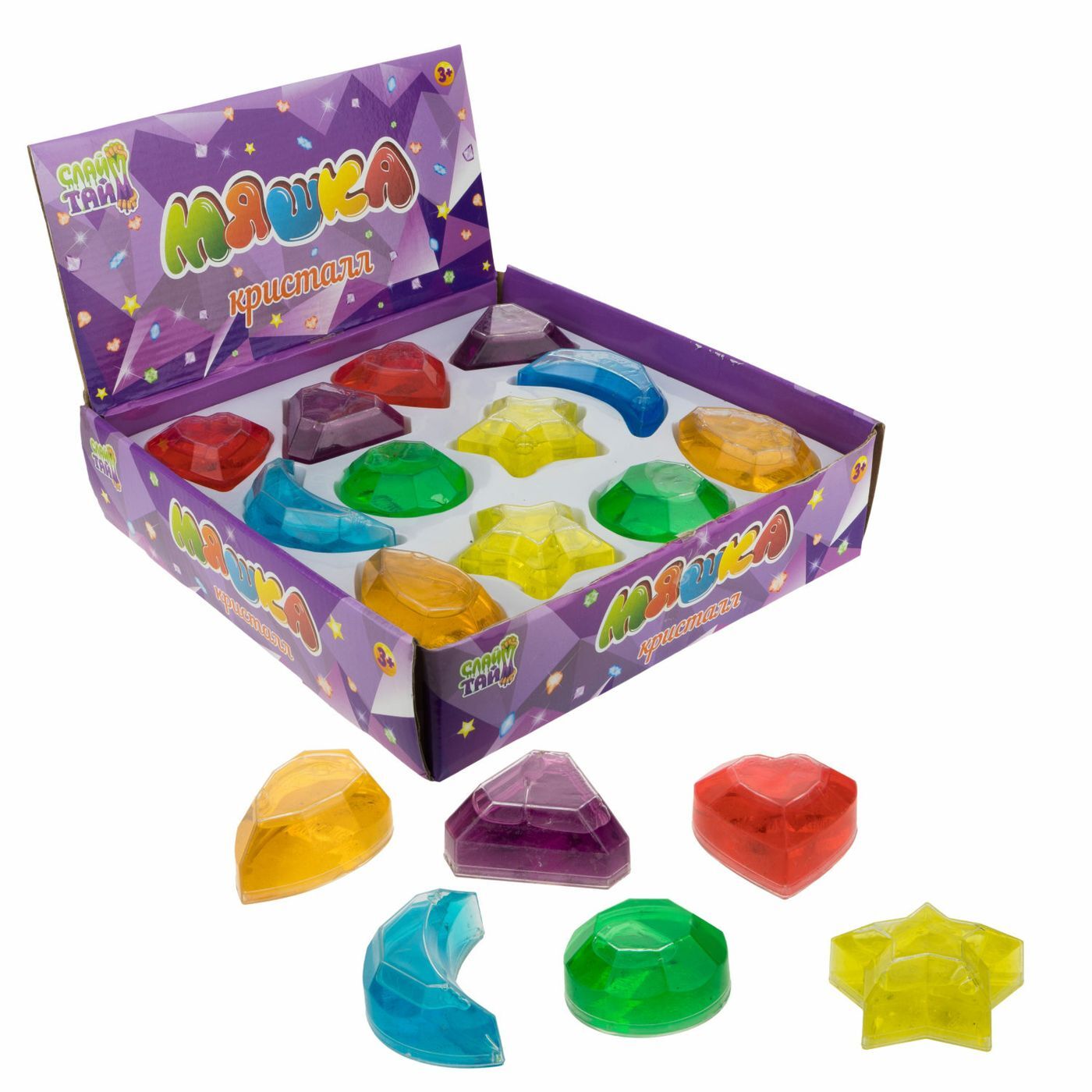 Антистрессовая игрушка 1TOY Слайм тайм Мяшка Кристалл, цвет в ...