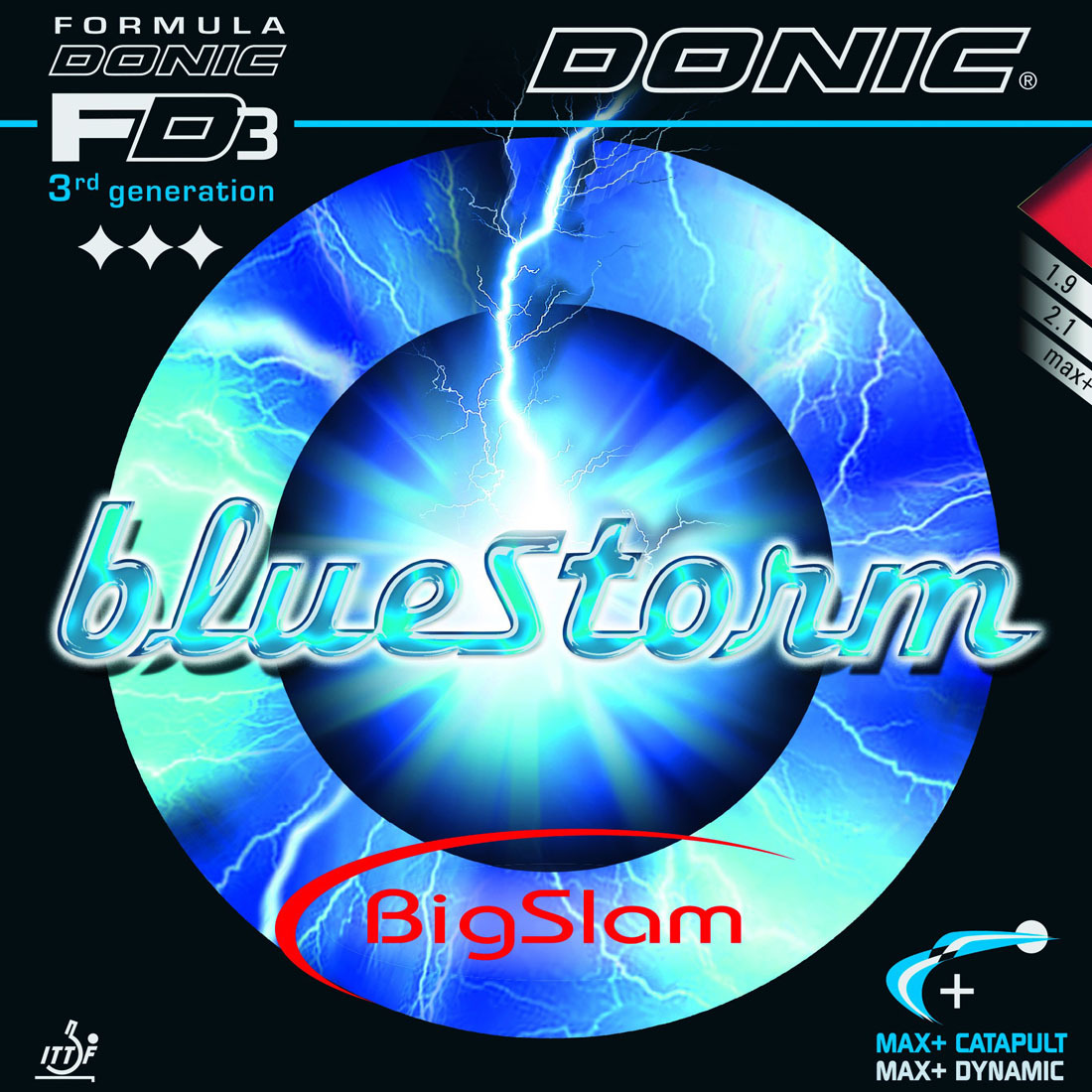 Накладка для ракетки настольного тенниса DONIC Bluestorm Big Slam, Красный толщина губки 2,1