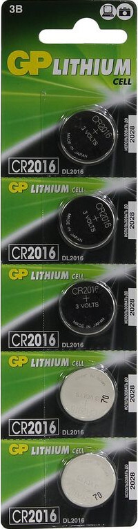 Батарейка CR2016 литиевая GP Lithium CR2016-5 3V 5 шт — купить в ...