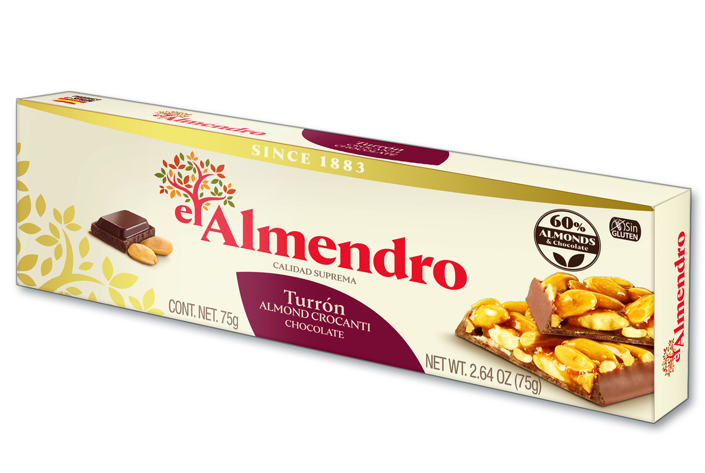 Хрустящий миндальный турон с шоколадом El Almendro 75g