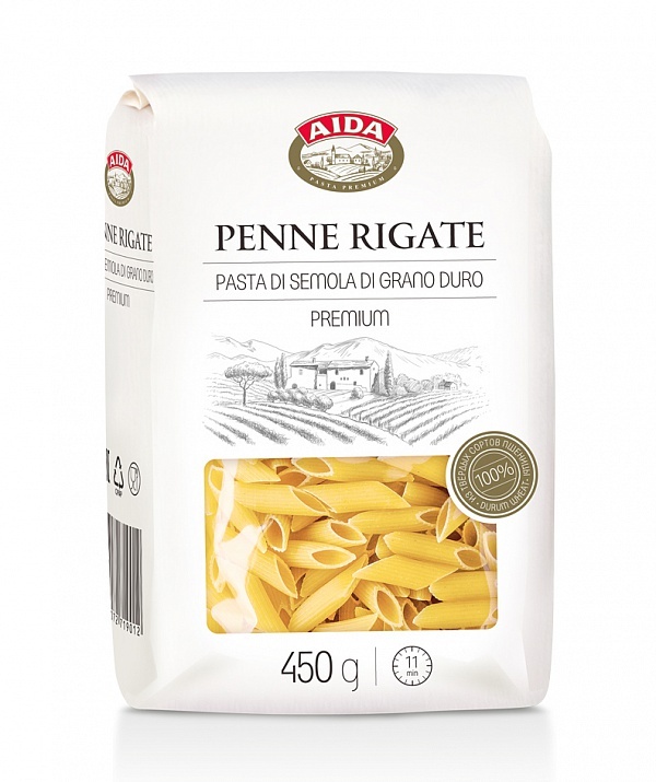 Макароны Aida Penne Rigati перо рифленое, 450 г