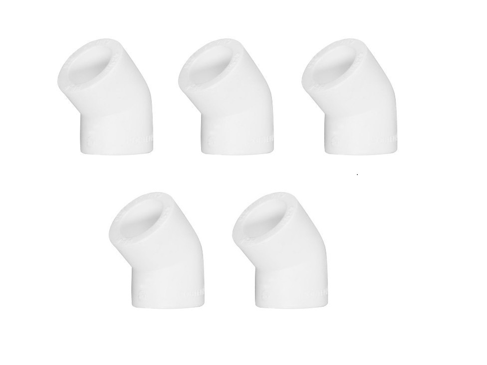 Угол 45 градусов, диаметр 20 мм полипропилен, комплект 5 шт - купить по ...