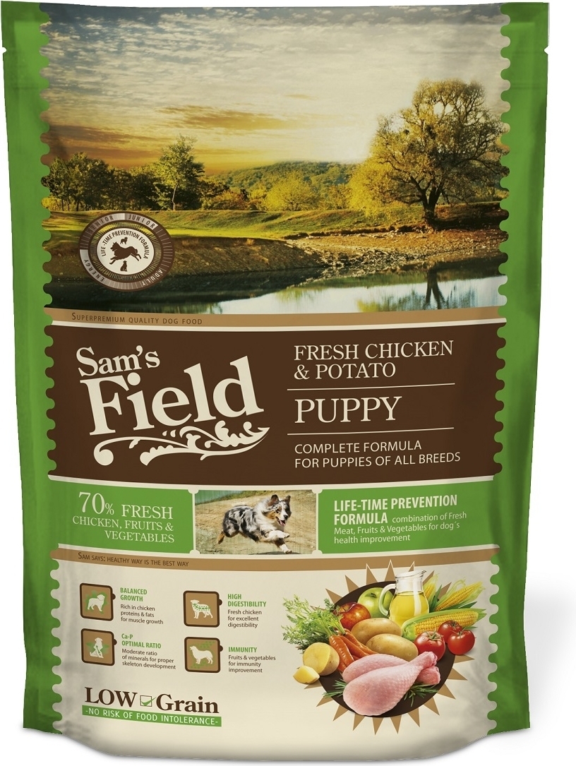 Сухой корм для щенков всех пород Sam's Field PUPPY, из курицы с куриной