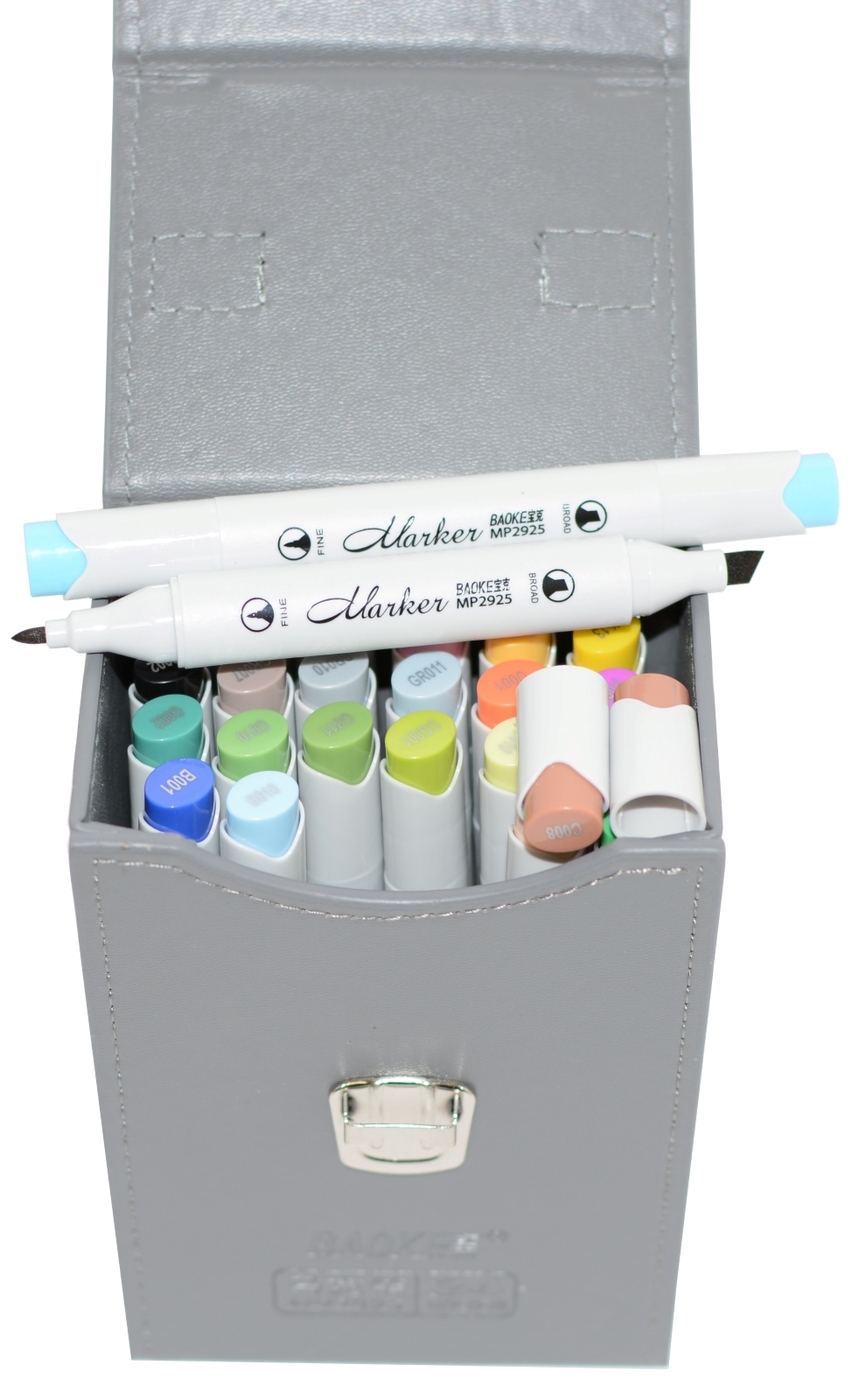 Скетч-маркеры 24 цвета BAOKE MP2925 овальные двусторонние острый и ...