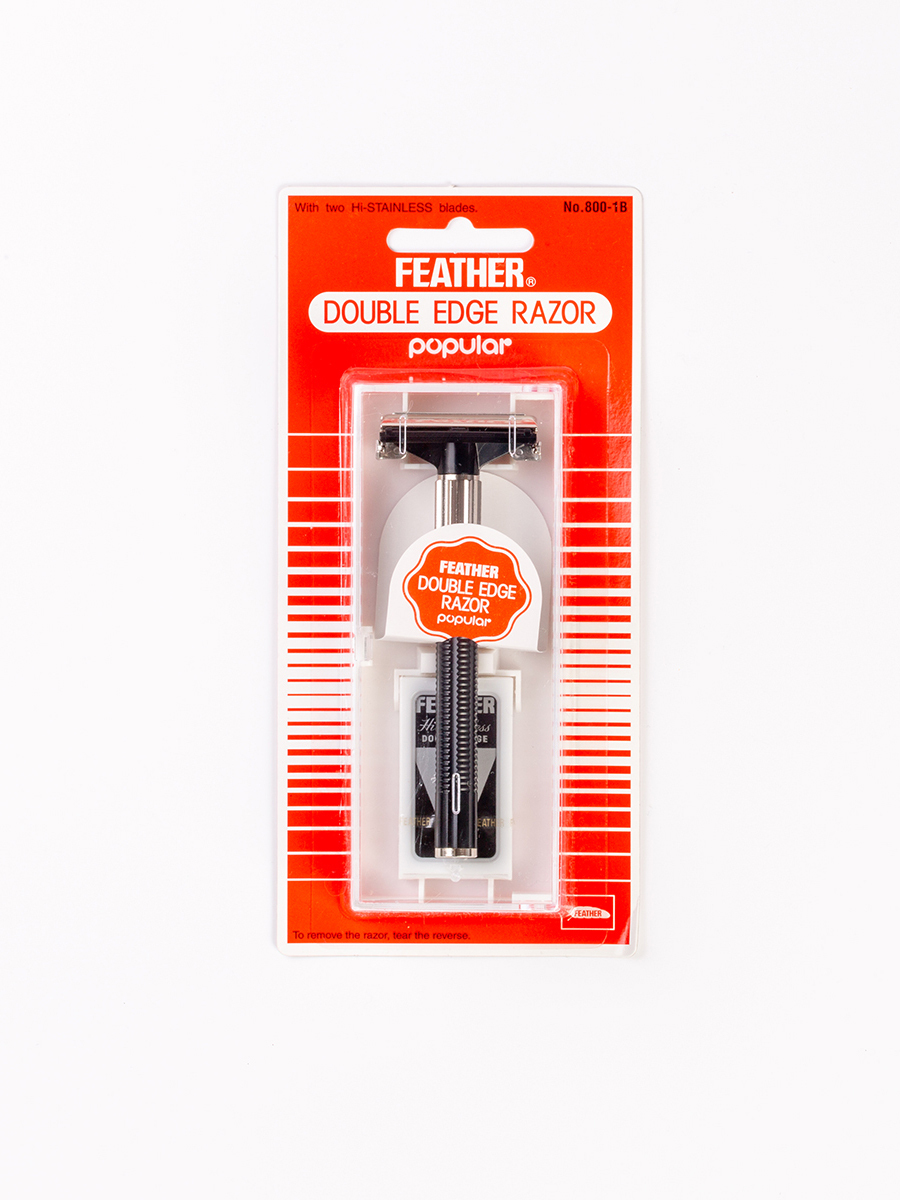 Feather Станок для бритья безопасный Double Edge Rasor, 2 лезвия в комплекте