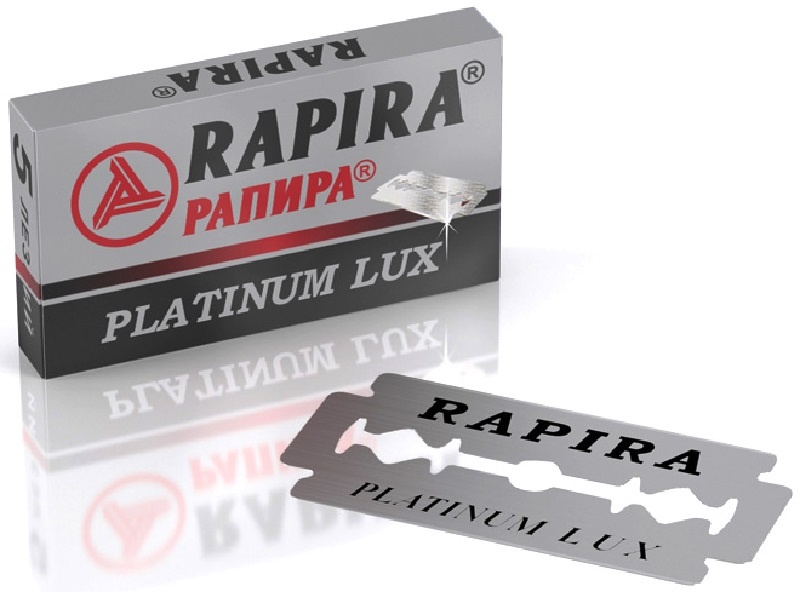 Лезвия двухсторонние Rapira "Platinum Lux", классические, для T-образных бритв и шаветок, упаковка 5 шт