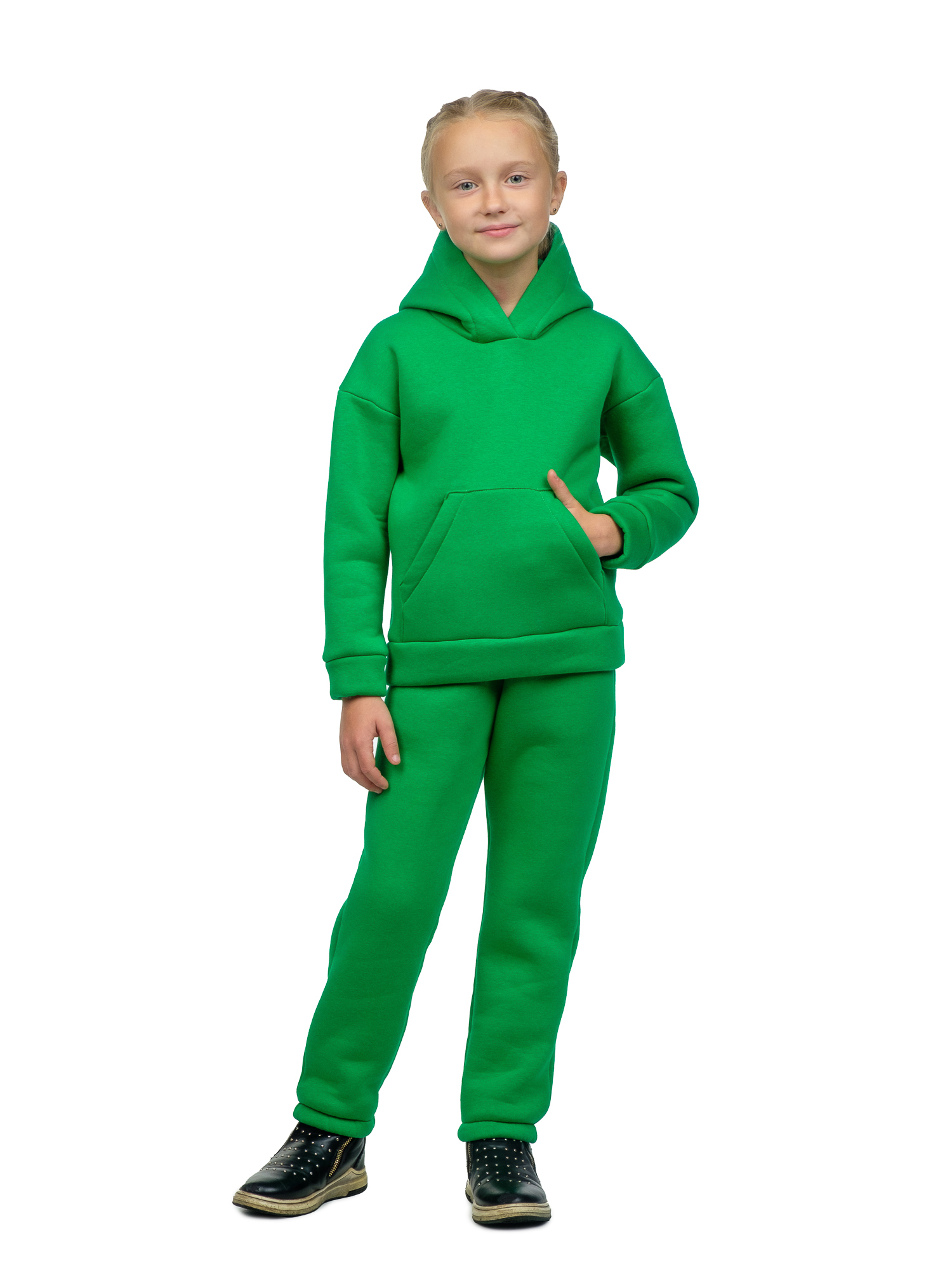 Детский спортивный костюм с начесом зеленый