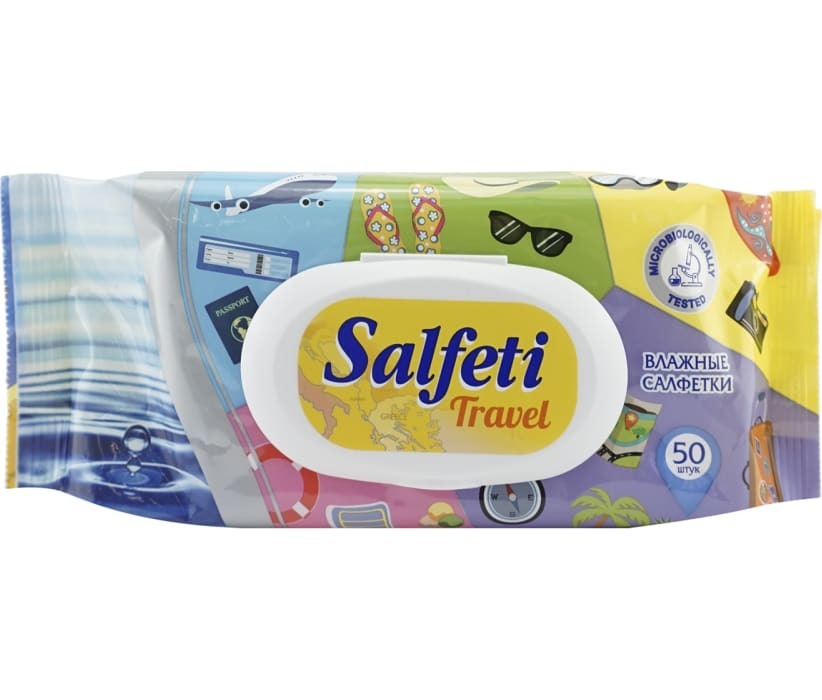 Салфетки влажные Salfeti Travel влажные с клапаном 50 шт. — купить в ...