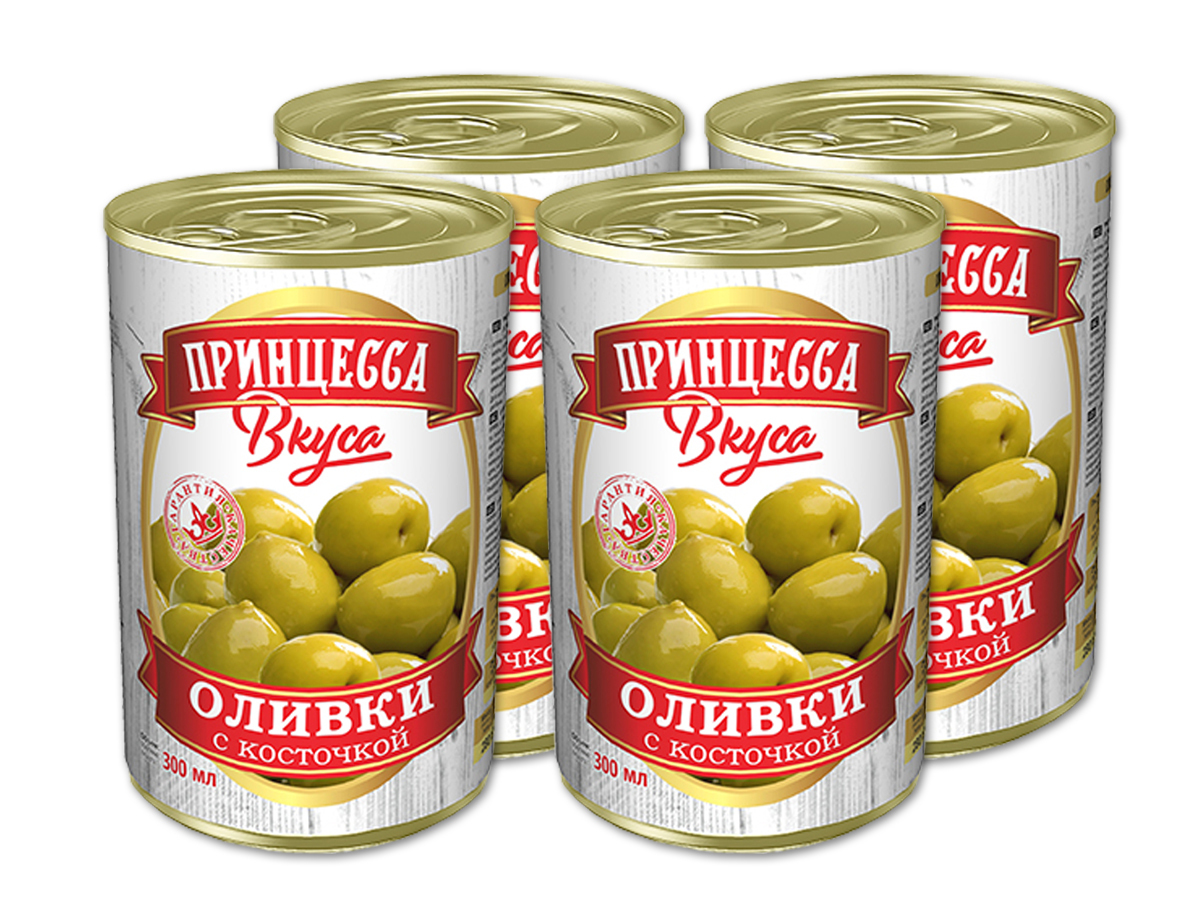 Оливки с косточкой 300 мл Принцесса вкуса (упаковка 4 шт) - купить с ...