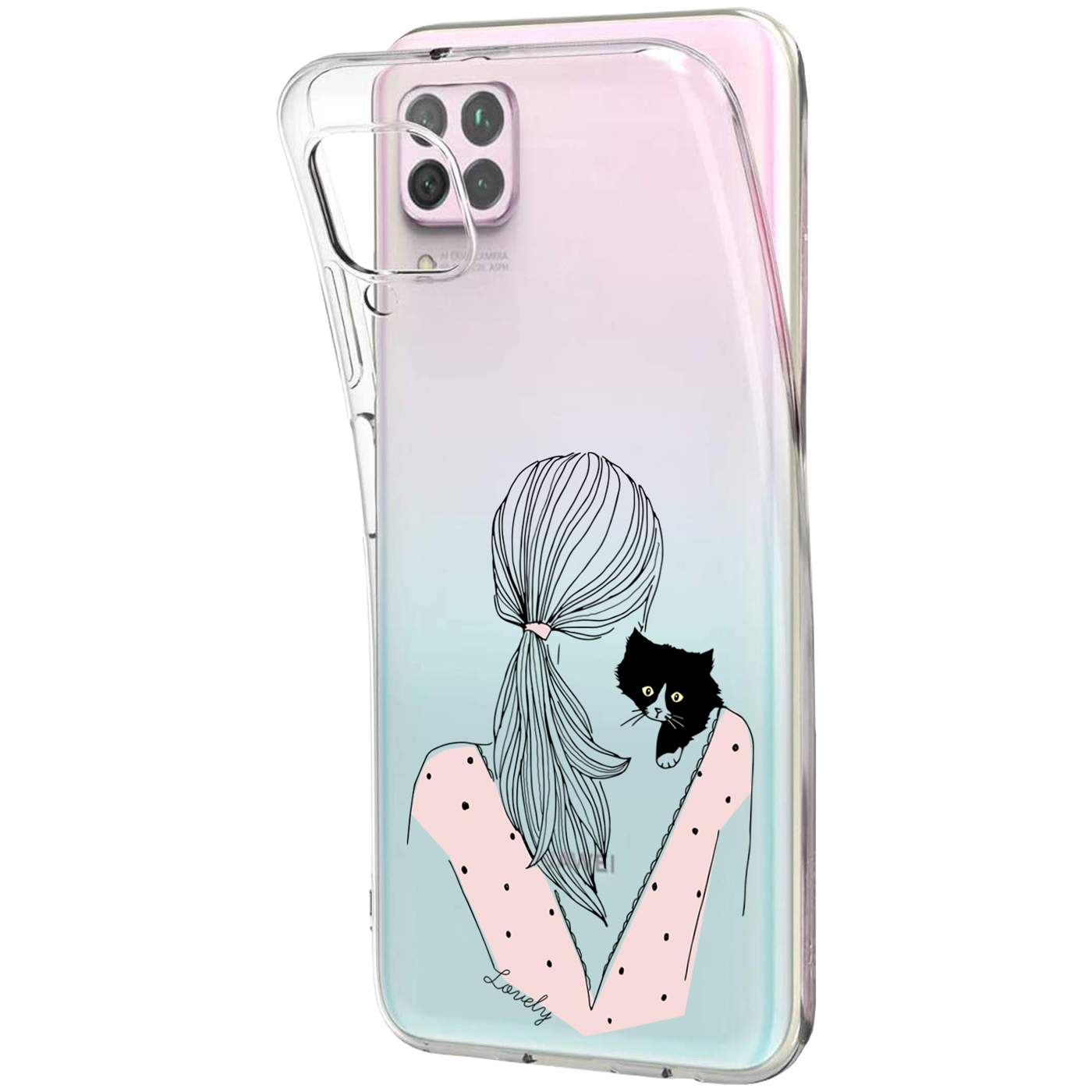 Силиконовый чехол для Huawei P40 Lite (Хуавей П40 Лайт), Девушка 18010000020 - к