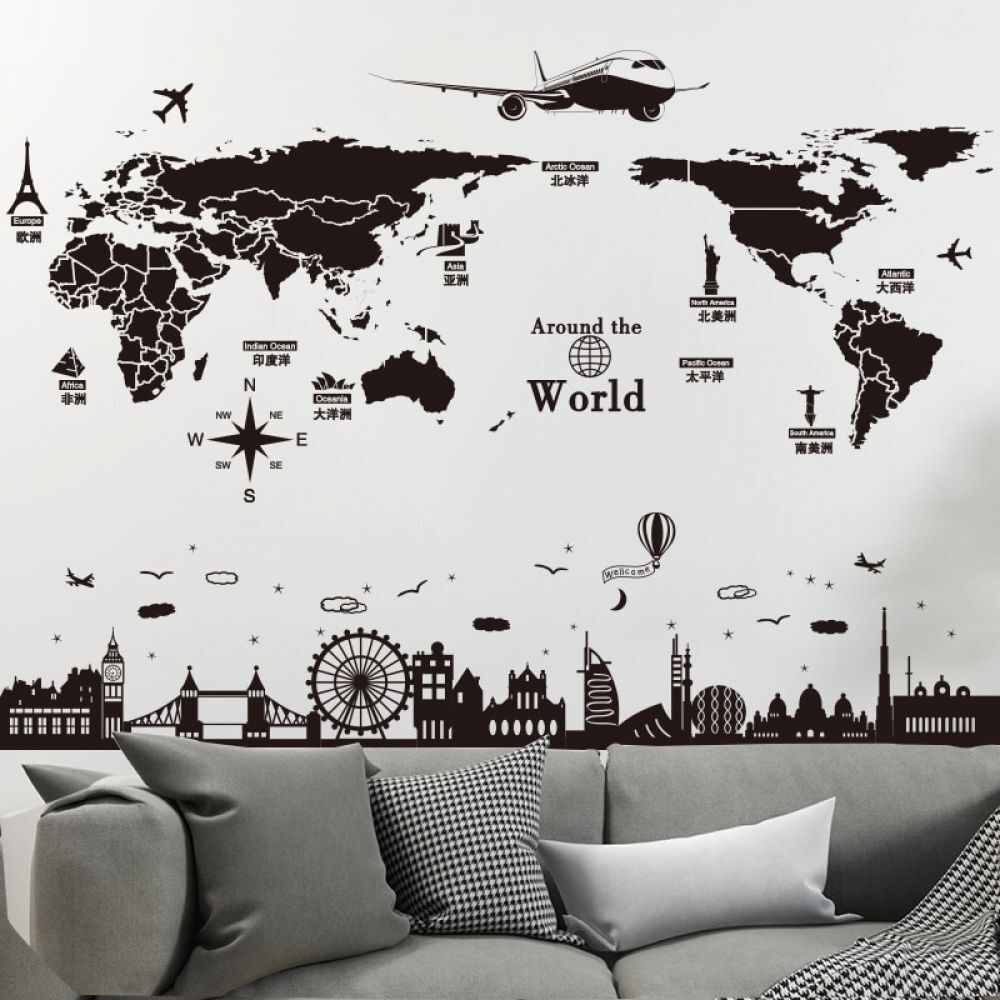 Трафарет карта мира для декора стен