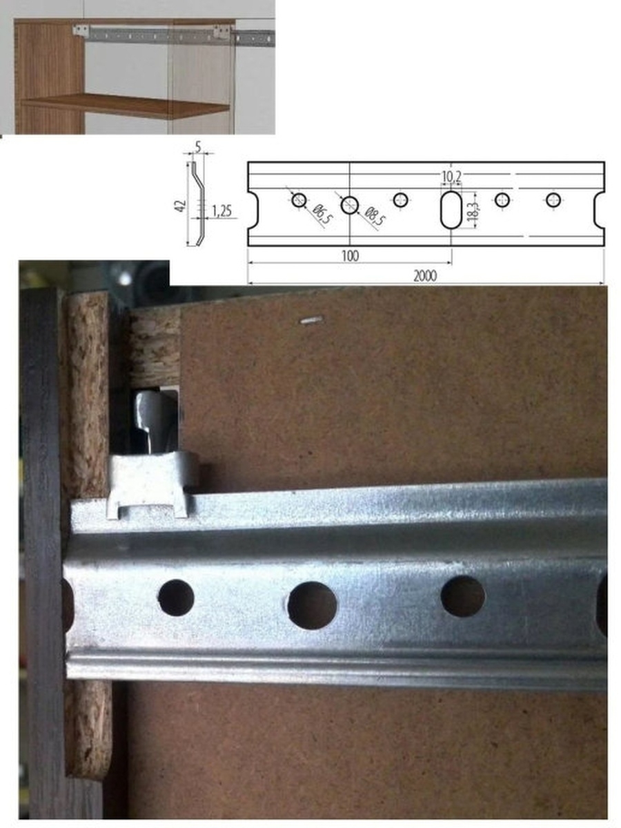 Мебельная планка шина для навесных шкафов навесных