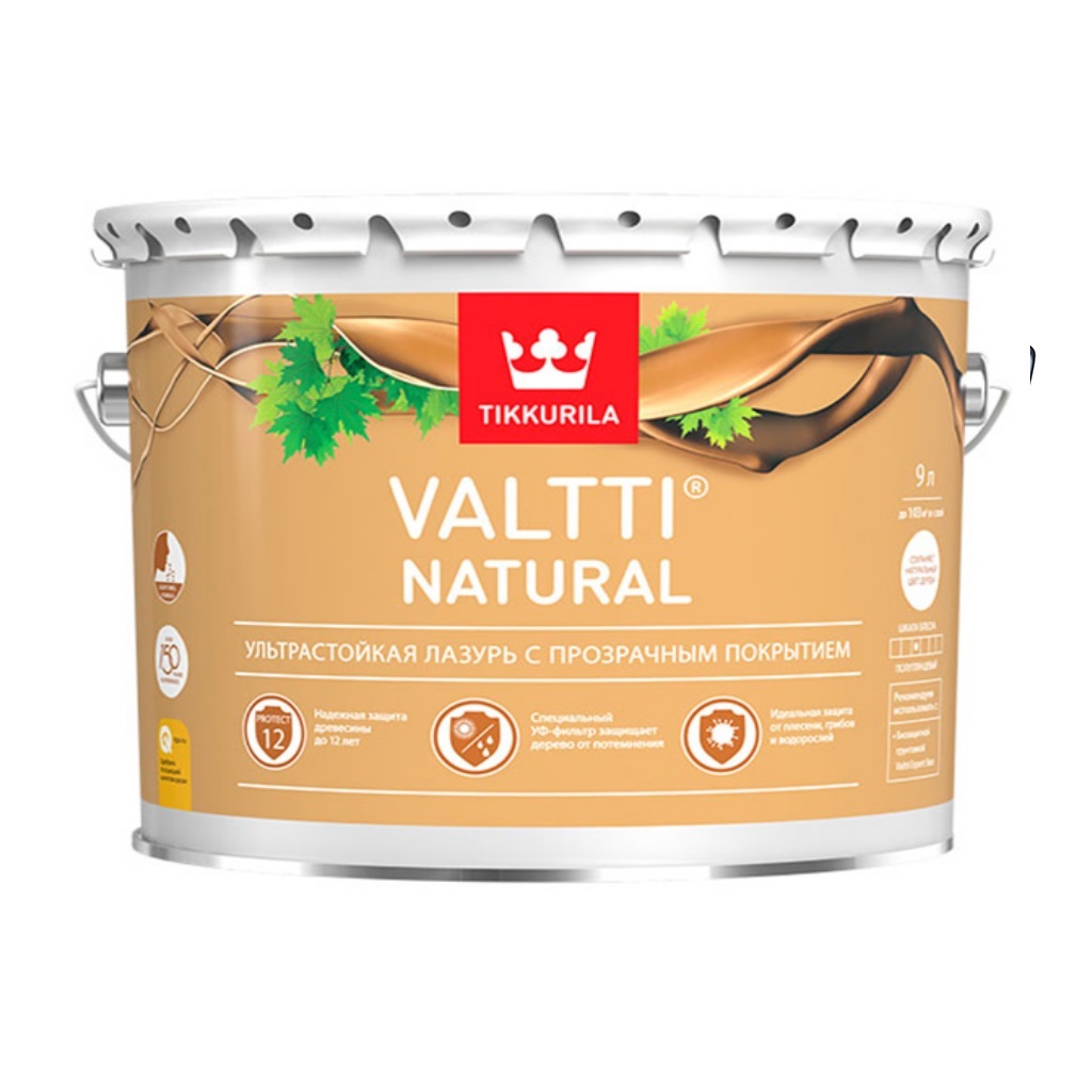 TIKKURILA VALTTI NATURAL / Тиккурила Валтти Натурал лазурь ультрастойкая с прозрачным покрытием, полуглянцевая (9 л) (Тиккурила, Тикурила)