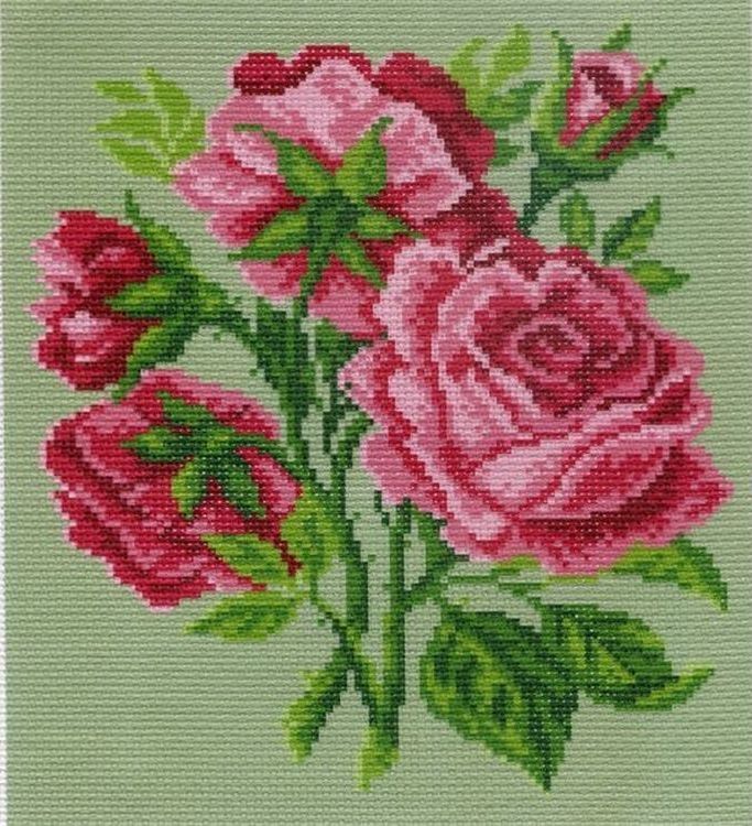 Рисунок на канве розы