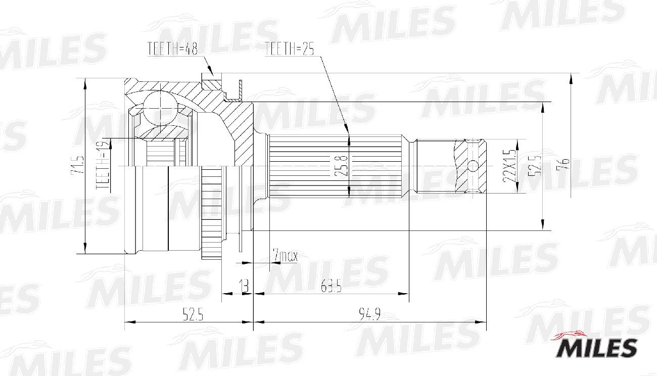 Шрус Наружный (Abs) Miles арт. GA20164