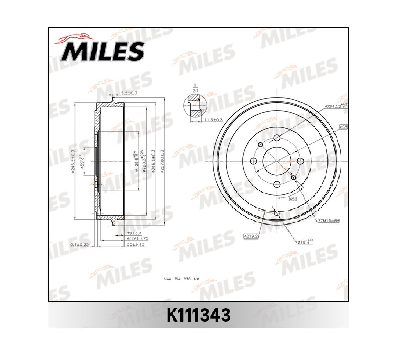 MILES Барабан тормозной, арт. K111343