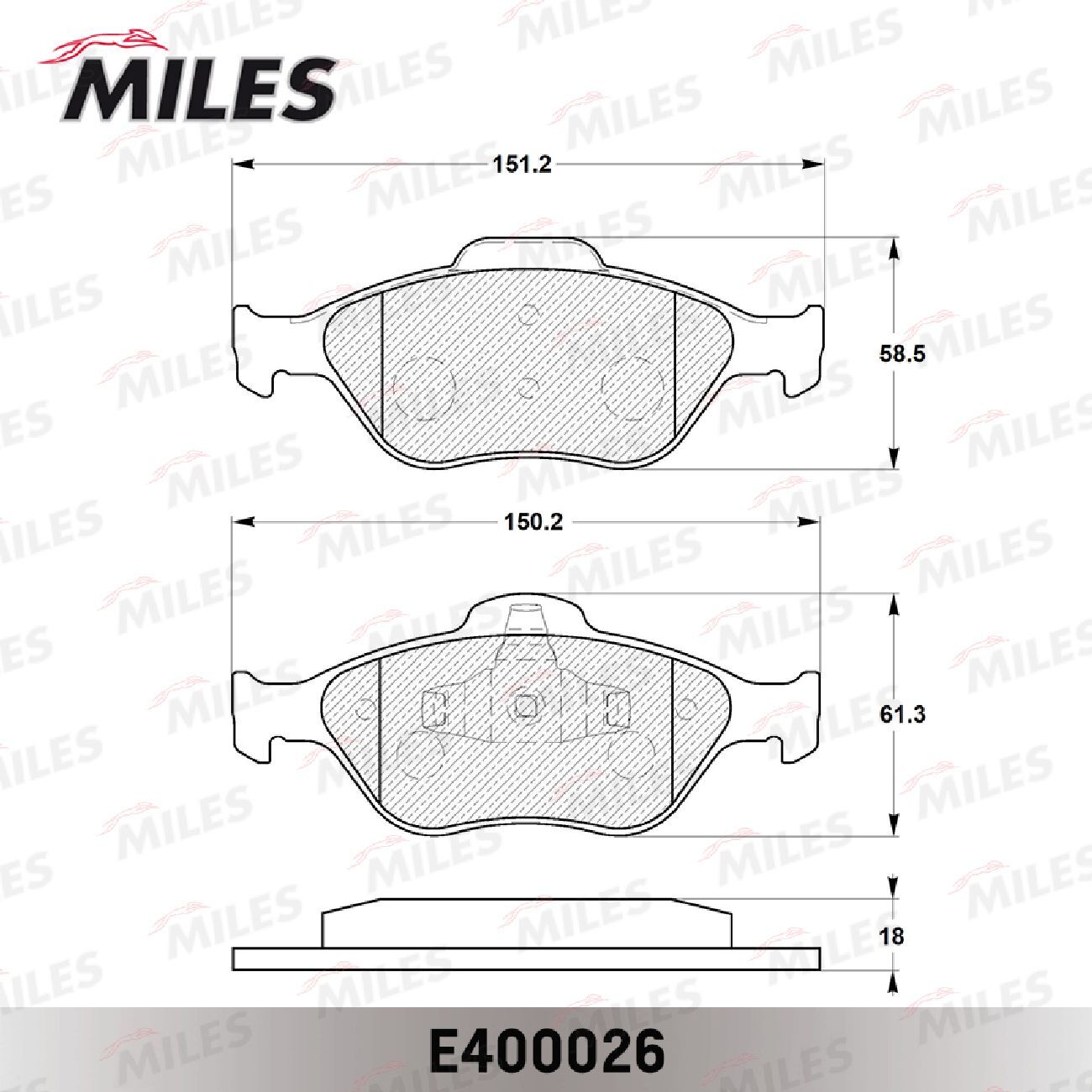 ТормозныеколодкипередниеMILESE400026дляа/мFORDFIESTA95>01>,FUSION01