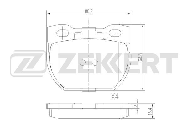 Комплект задних тормозных колодок ZEKKERT BS1826