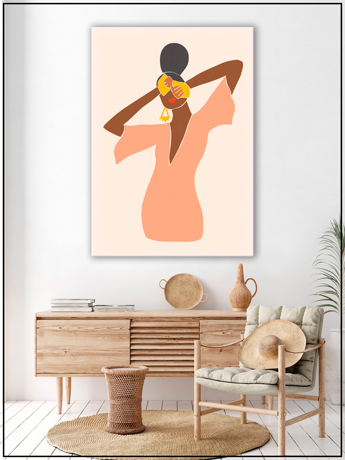 Картина на стену для интерьера "Абстракция женский силуэт в пастельных тонах" на натуральном холсте 85*120 см - купить по низкой цене в интернет-магазине OZON (599461007)