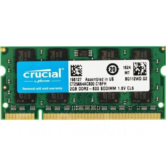 Crucial Оперативная память DDR2 SO-DIMM 800Mhz 2GB PC2-6400s 1x2 ГБ (Crucaildd2)