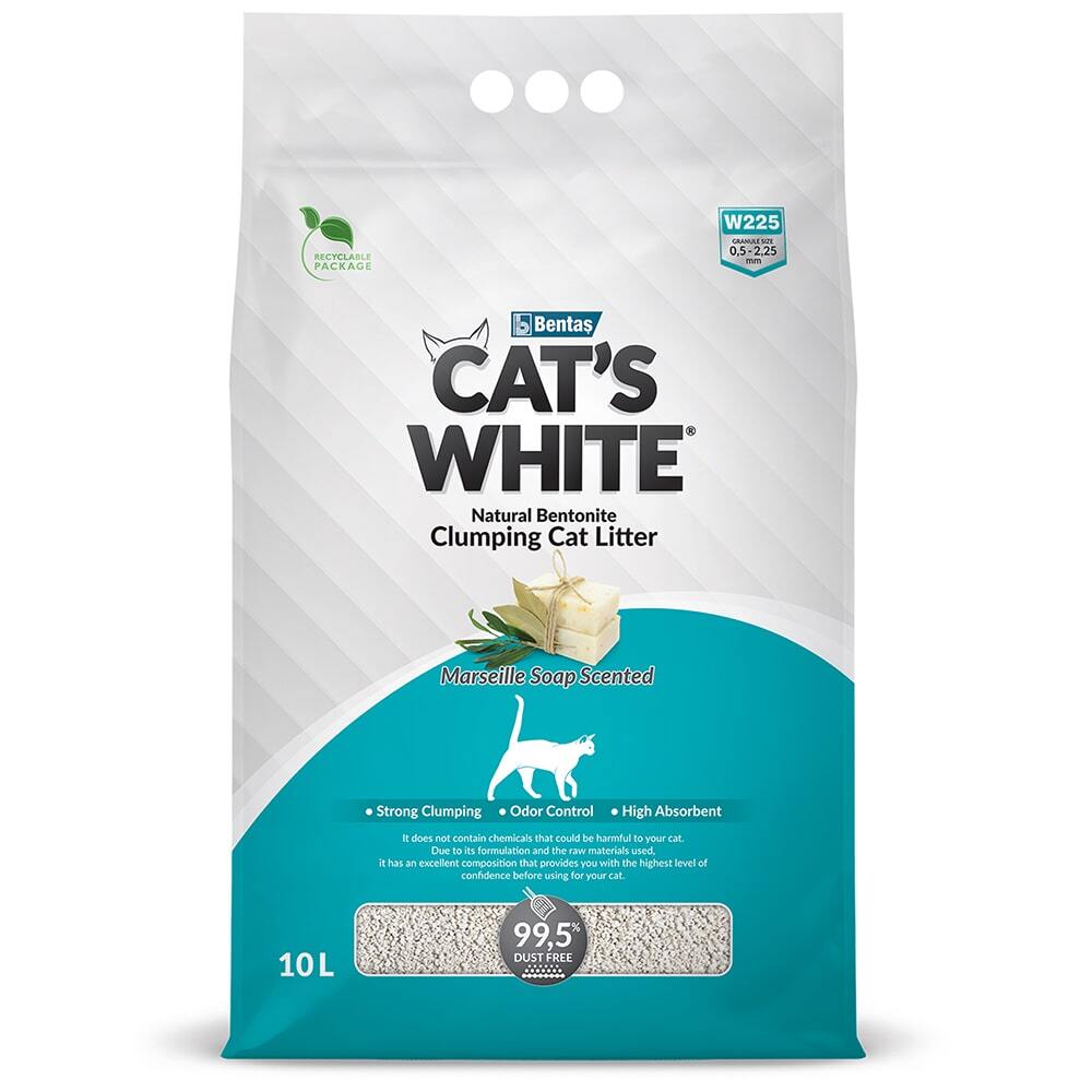 CAT'S WHITE Наполнитель Глиняный Комкующийся Свежий 8500г.