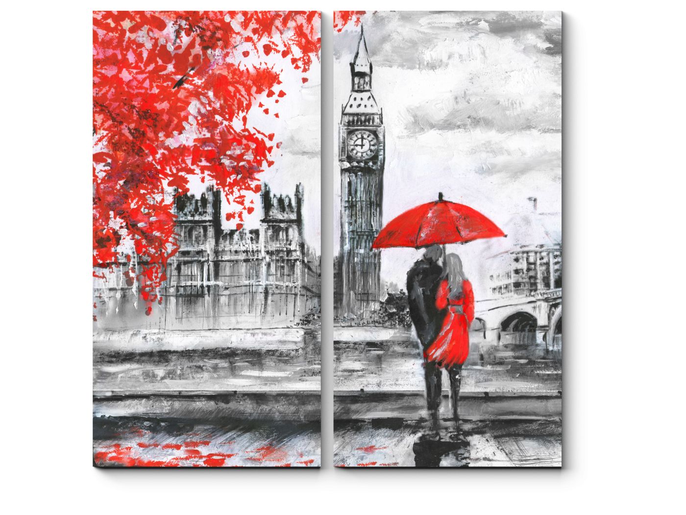 эйфелева башня и красный зонт