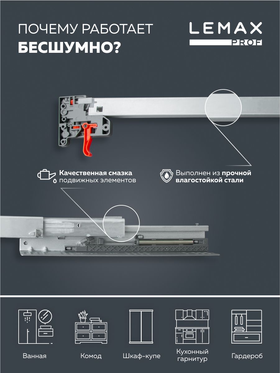 Направляющие скрытого монтажа lemax prof схема