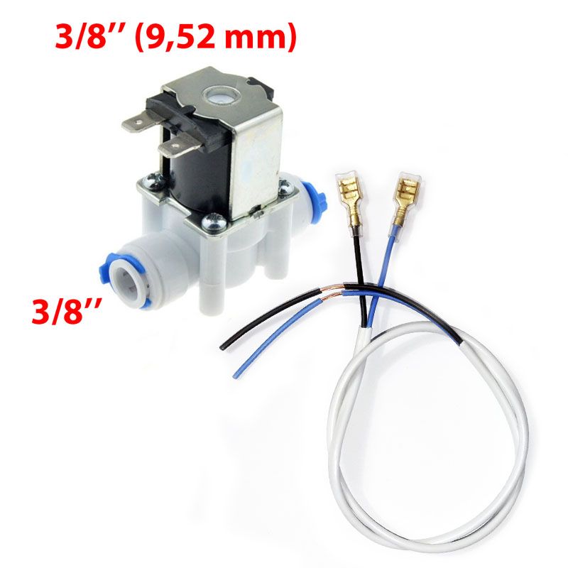 Соленоидныйклапан24В,соединение3/8"трубка+проводподключения,нормальнозакрытый,постоянноготокадляобратногоосмоса
