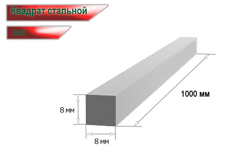 Квадратстальной8х8мм100см(5штук)