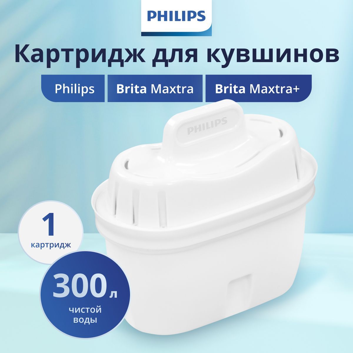 Сменный универсальный картридж AWP210 для фильтр-кувшинов Brita и Philips , задерживает хлор, известь и ПФОК