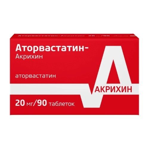 Аторвастатин-Акрихин, таблетки в пленочной оболочке 20 мг, 90 шт.