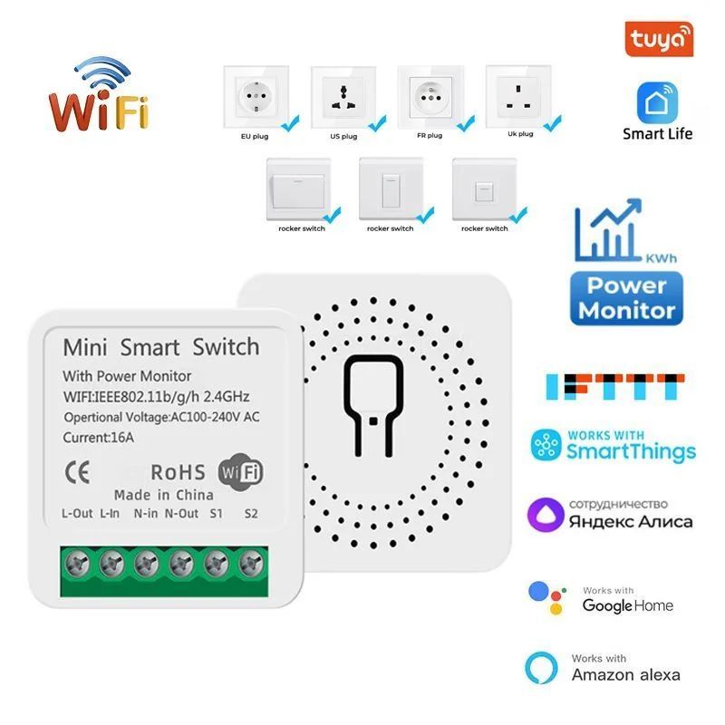 Wi fi реле tuya mini 16a. Mini smart switch 16a как подключить.