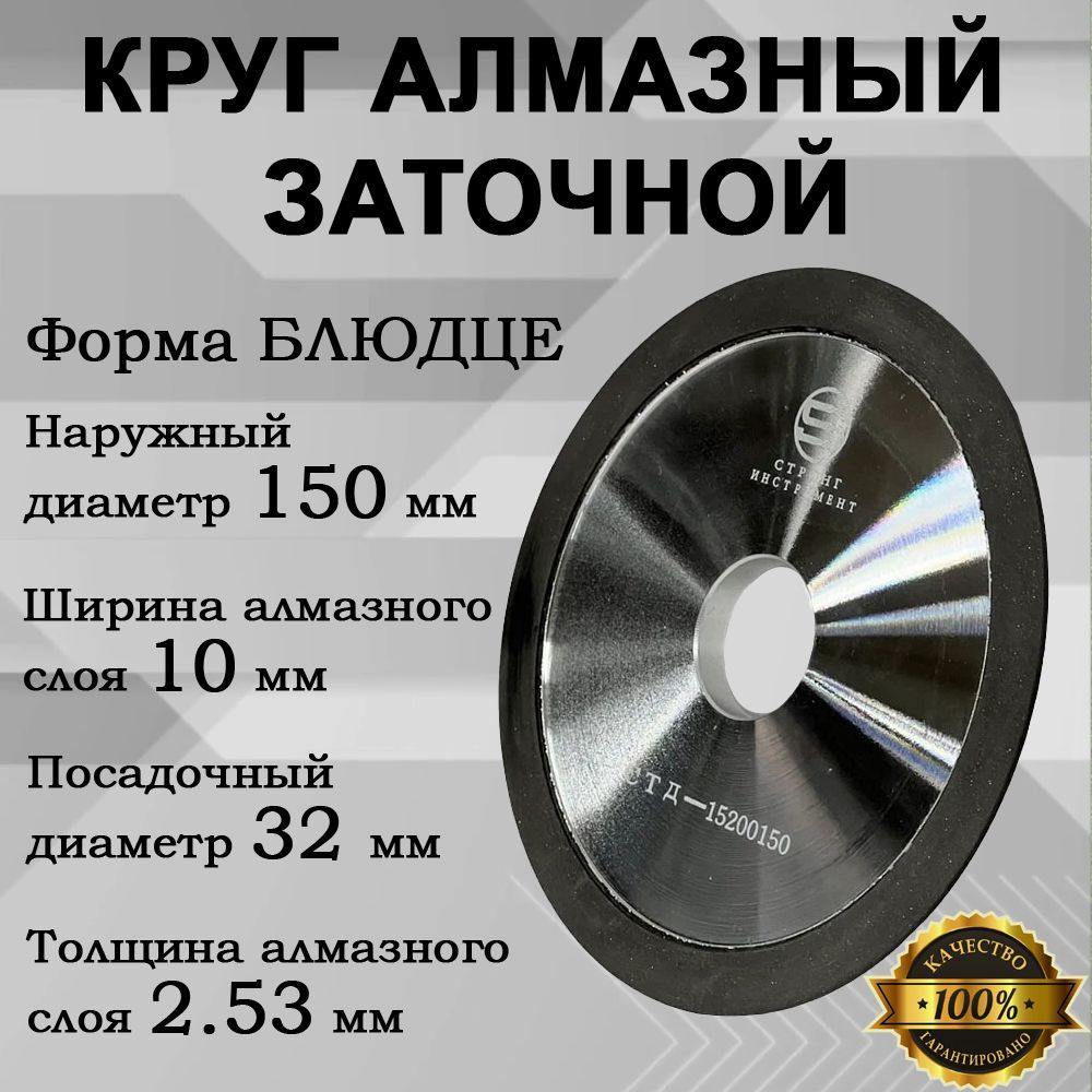 КругалмазныйзаточнойБлюдцеStrongCBNBorazon150x32x20x4мм