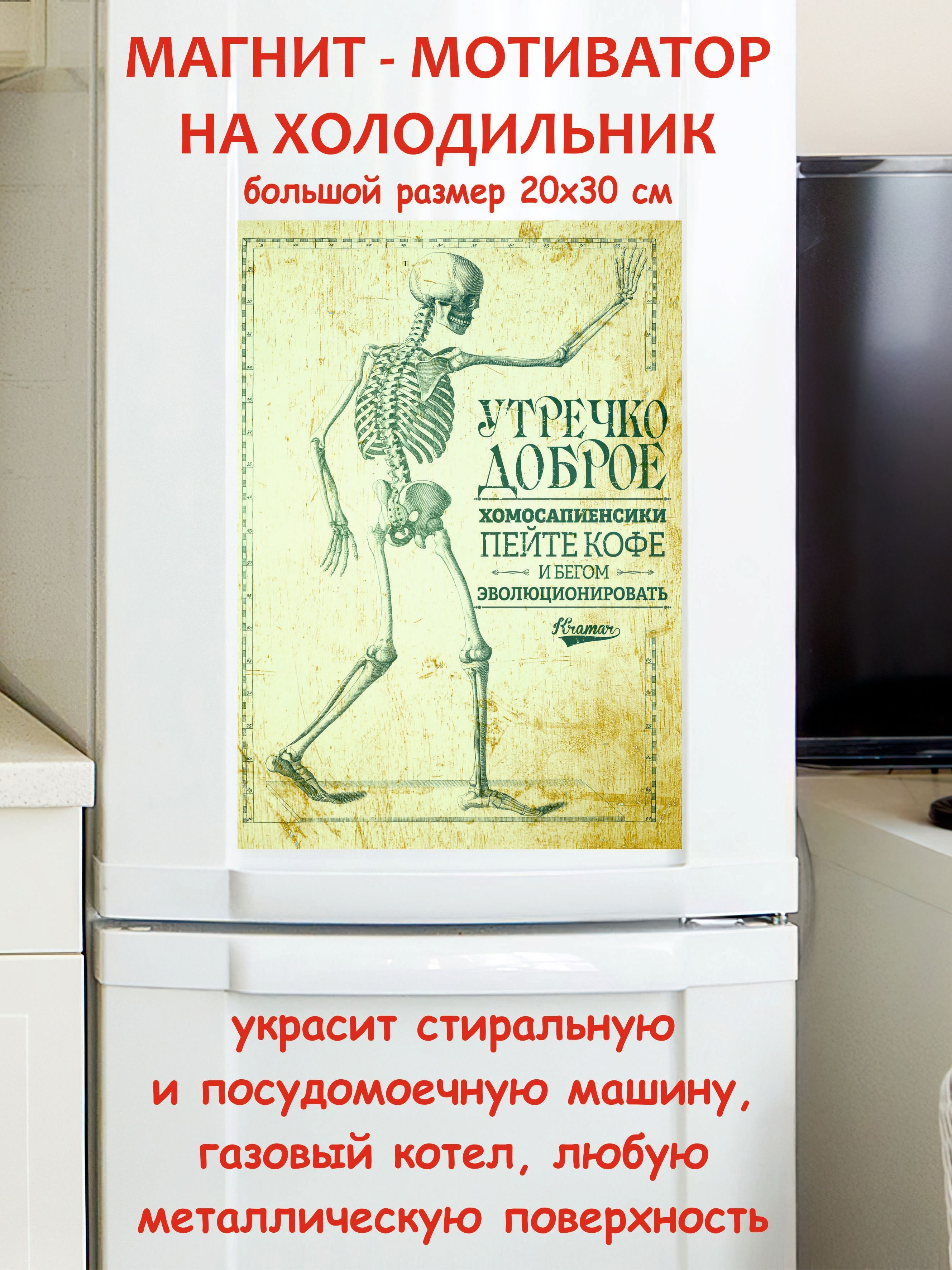 прикольный подарок, утречко доброе, большой магнит на холодильник,  мотивация мотивация88 - купить по выгодной цене в интернет-магазине OZON  (995659720)