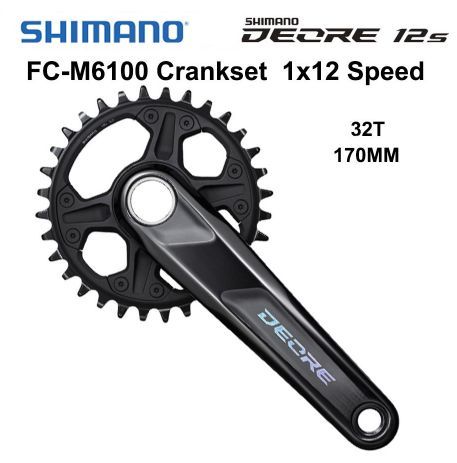 СистемаShimano,M6100-1,Deoreдля1x12ск,170мм,ин.вал,32Tбезкаретк.,дляCL:52мм