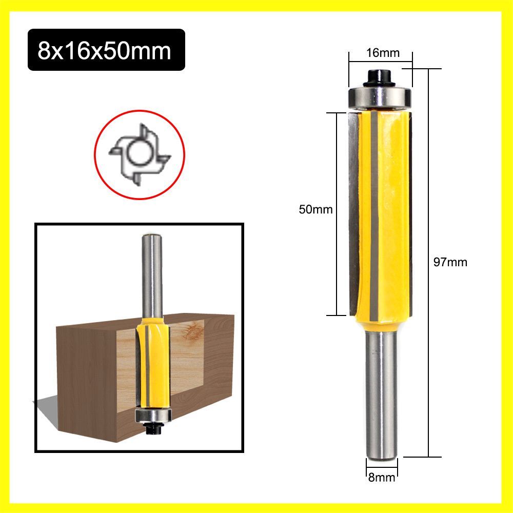 Фрезакромочнаяпрямая(обгонная)4лезвияснижнимподшипником16х50мм,хвостовик8мм
