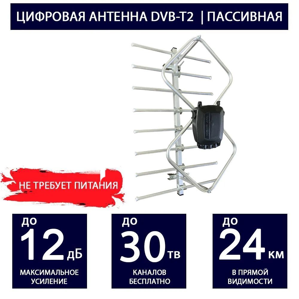 ТВ антенна наружная «Активная» для цифрового ТВ DVB-T2, RX-413 REXANT арт. 34-0413