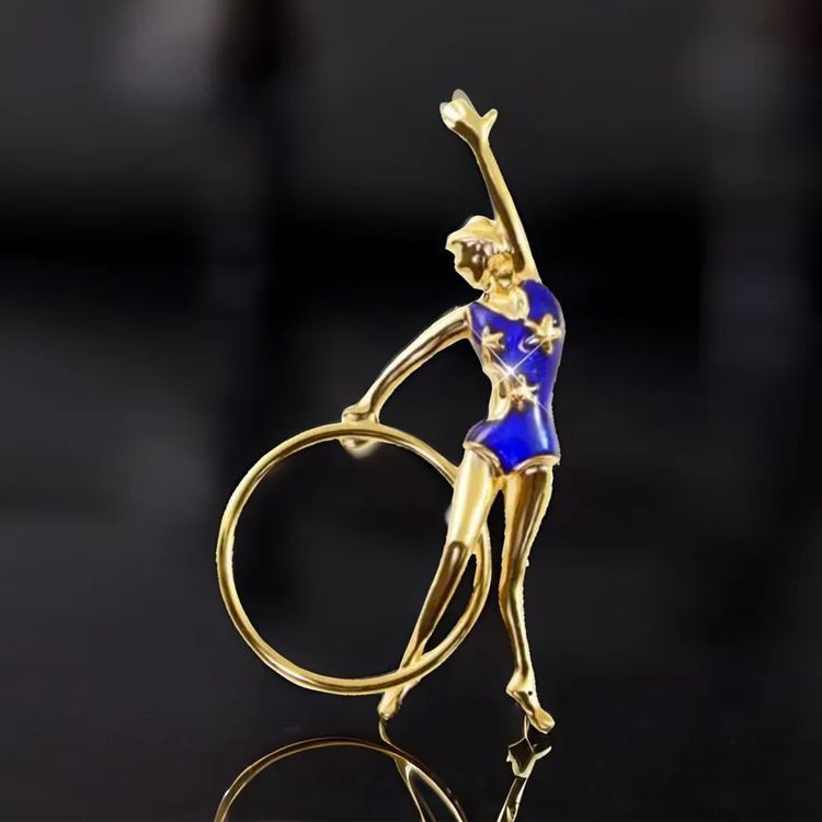 брошь художественная гимнастика. брошь гимнастка золото.