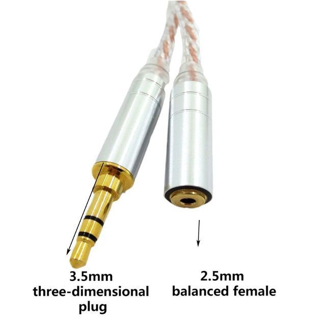Кабель-переходник для наушников, усилителей и аудиотехники 3.5мм (Папа) на 2.5 (Мама-баланс)