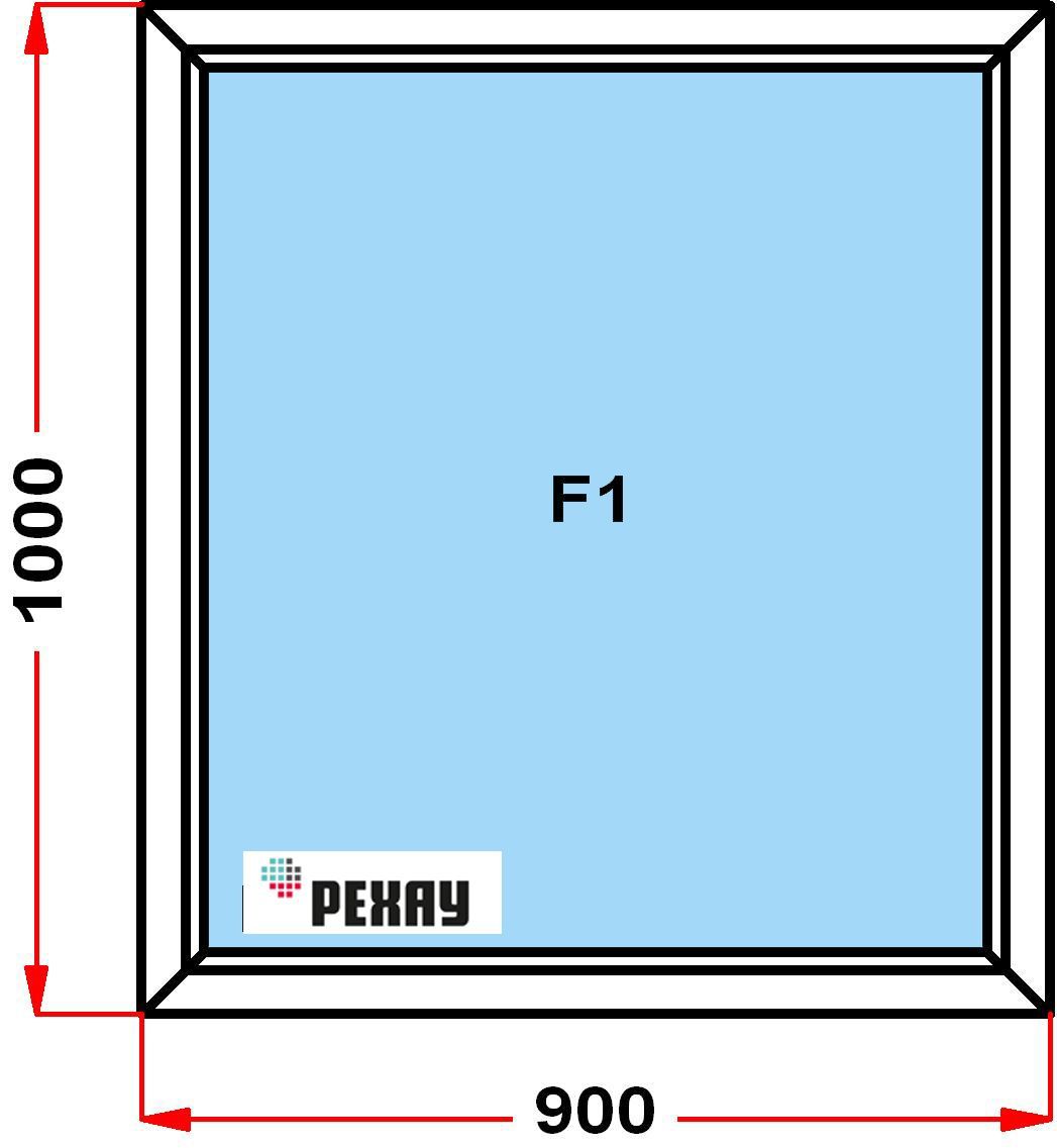 Окнопластиковое,профильРЕХАУBLITZ(1000x900),неоткрывающееся,стеклопакетиз3хстекол