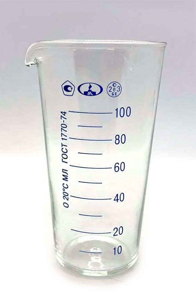Стакан лабораторный, мензурка 100 мл стеклянная