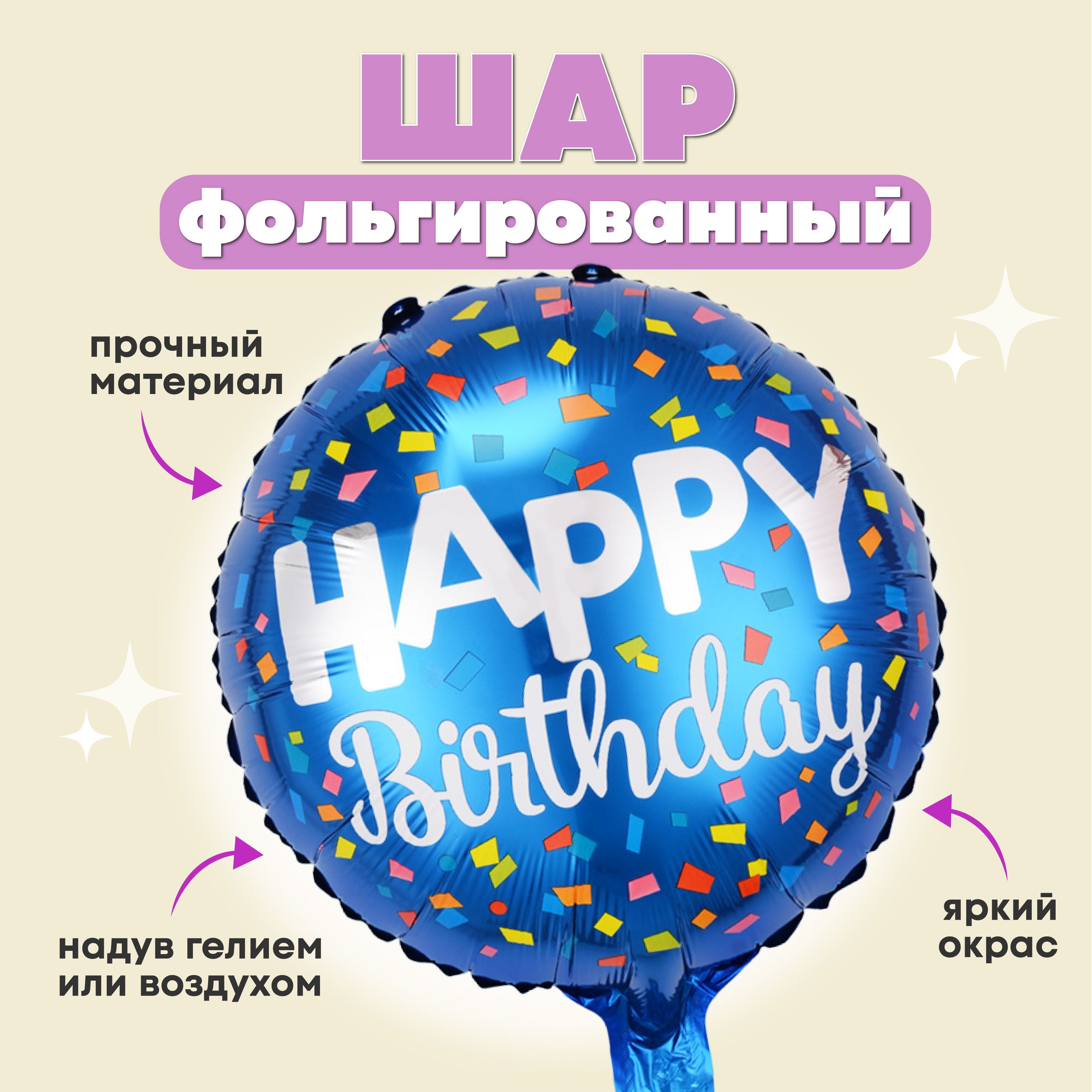 Воздушный шар фольгированный Happy Bithday 45 см в высоту для праздника  ,фотозоны ,свадьбы ,дня рождения ,юбилея и годовщины, гендерная вечеринка -  купить в интернет-магазине OZON с доставкой по России (1024154779)