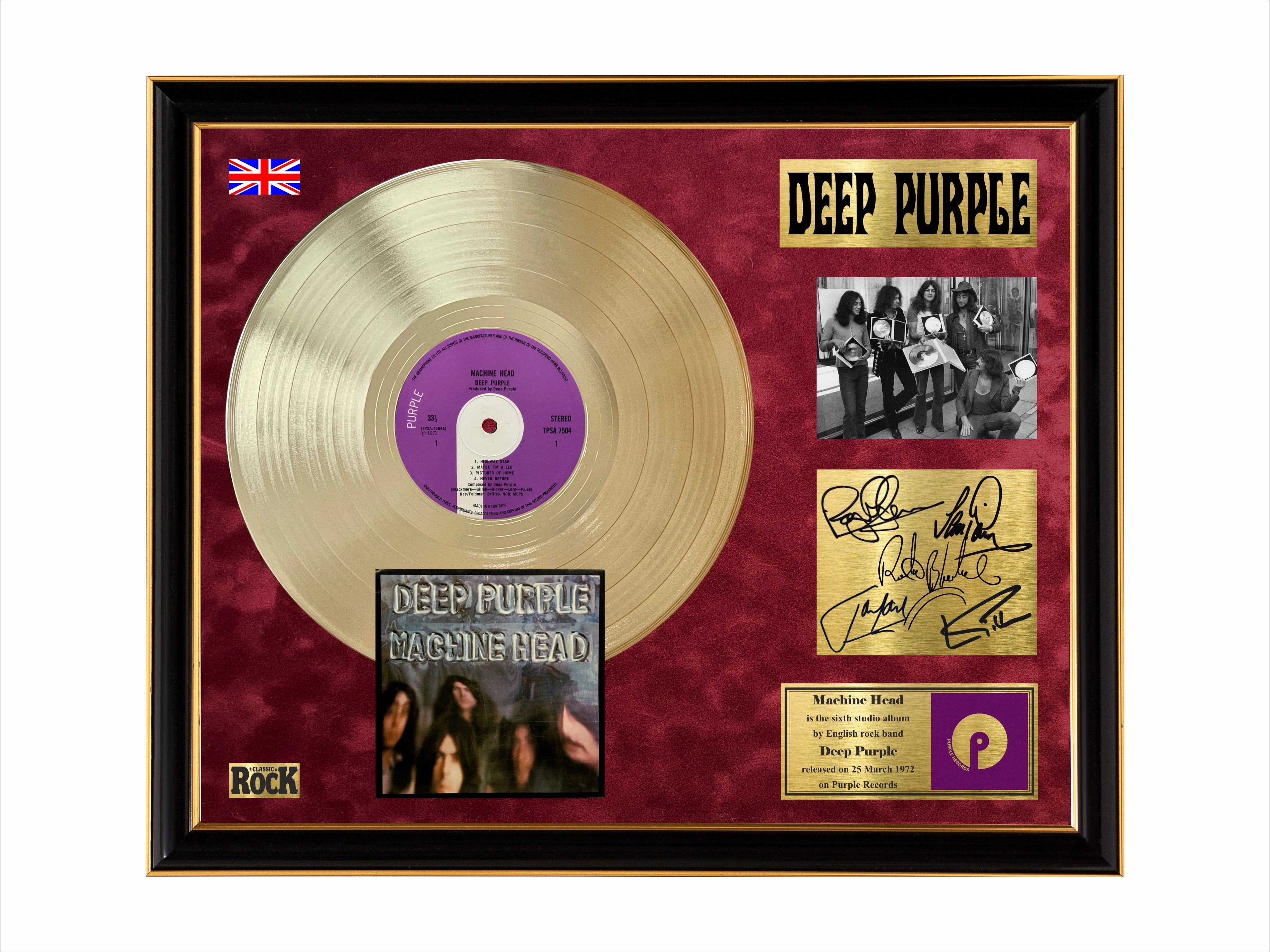 Deep Purple Machine Head золотой винил в рамке - купить по низкой цене в  интернет-магазине OZON (1136891508)