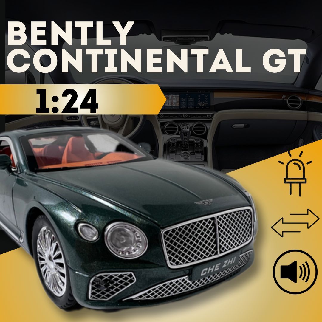 Машинка для мальчика Bentley Continental GT Бентли Континенталь  коллекционная, инерционная со звуком и светом, 1:24 - купить с доставкой по  выгодным ценам в интернет-магазине OZON (1140893520)