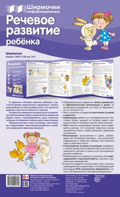 Ширмочки информационные для детского сада. Речевое развитие ребенка | Цветкова Т. В.